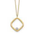 14K with Rhodium Polished CZ Square Necklace 17 in - Birthstone Company