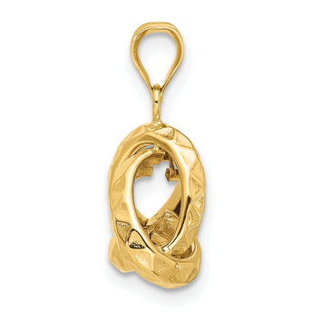 14K Polished and Textured Triangle Love Knot Pendant