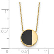 14K with Black Enamel Polished Circle Necklace