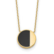 14K with Black Enamel Polished Circle Necklace 17 in - Birthstone Company