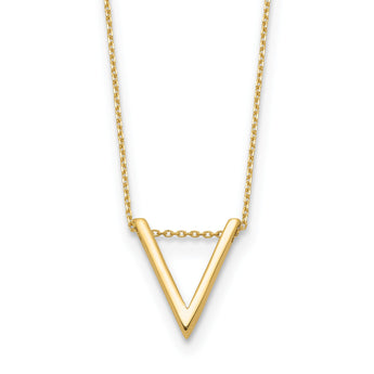 14K Polished V Necklace 17 in - Birthstone Company