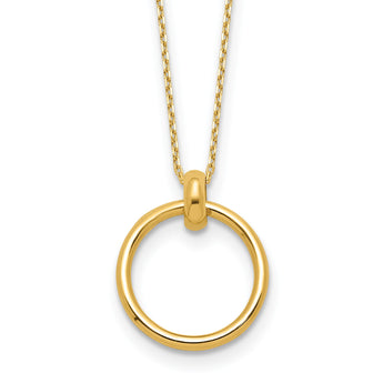 14K Polished Circle Necklace 17 in - Birthstone Company