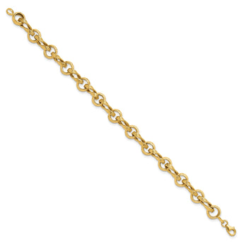 14K Polished and Textured Fancy Link Bracelet