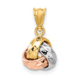 14K Tri-color Polished and Diamond-cut Love Knot Pendant