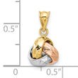 14K Tri-color Polished and Diamond-cut Love Knot Pendant