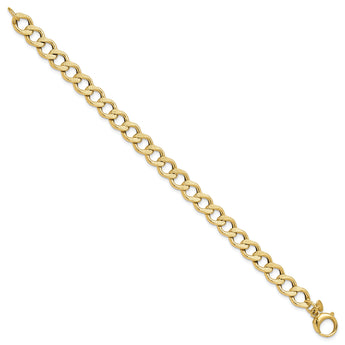 14K Polished and Textured Fancy Link Bracelet