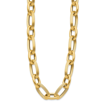 14K Polished Textured Hollow Fancy Link Necklace