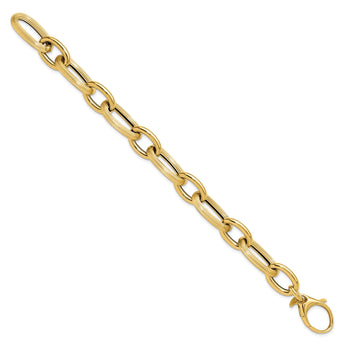 14K Polished Textured Hollow Fancy Link Bracelet