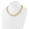 14K Polished Brushed Hollow Fancy Link Necklace