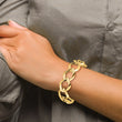 14K Polished Brushed  Hollow Fancy Link Bracelet