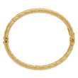 14K Polished and Textured Twisted Hinged Bangle