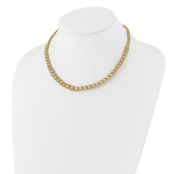 14K Polished Textured and Diamond-cut Beaded Necklace