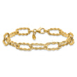 14K Polished and Textured Twisted Link Bracelet