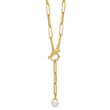 14K Polished Freshwater Cultured Pearl Fancy Link Toggle Necklace