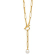 14K Polished Freshwater Cultured Pearl Fancy Link Toggle Necklace 18 in - Birthstone Company