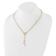 14K Polished Freshwater Cultured Pearl Fancy Link Toggle Necklace