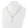 14K Polished Freshwater Cultured Pearl Fancy Link Toggle Necklace 18 in - Birthstone Company