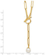 14K Polished Freshwater Cultured Pearl Fancy Link Toggle Necklace