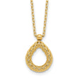14K Polished and Textured Teardrop with .5in ext. Necklace