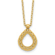 14K Polished and Textured Teardrop with .5in ext. Necklace - Birthstone Company
