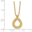 14K Polished and Textured Teardrop with .5in ext. Necklace - Birthstone Company