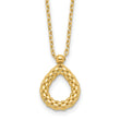 14K Polished and Textured Teardrop with .5in ext. Necklace - Birthstone Company