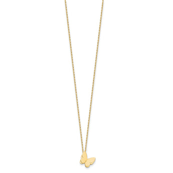 14K Polished Butterfly Charm with 2in ext. Necklace