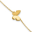 14K Polished Butterfly Charm with 1in ext. Bracelet
