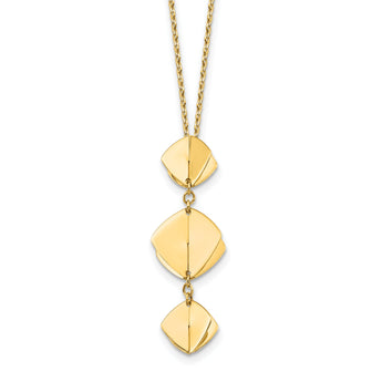 14K Polished Fancy Dangle Pendant Plus 2in ext. Necklace