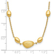 14k Brushed and Polished Beaded 17in with 1in ext Necklace