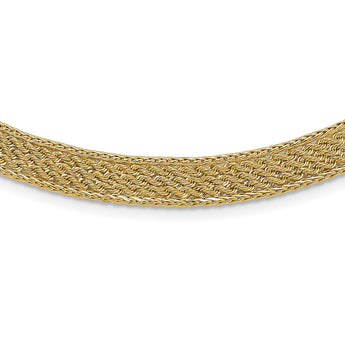 14K Polished and D/C Fancy Woven Necklace
