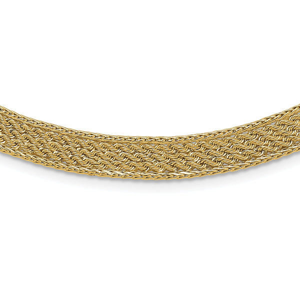 14K Polished and D/C Fancy Woven Necklace