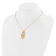 14K Polished and Satin Rectangle Pendant w/.25in ext. Necklace - Birthstone Company