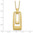 14K Polished and Satin Rectangle Pendant w/.25in ext. Necklace - Birthstone Company