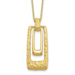 14K Polished and Satin Rectangle Pendant w/.25in ext. Necklace