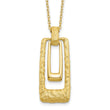 14K Polished and Satin Rectangle Pendant w/.25in ext. Necklace - Birthstone Company