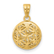 14K w/Rhodium Polished and Diamond-cut Pendant
