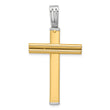 14K Two-tone Polished/Satin/Dia-cut Reversible Cross Pendant