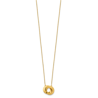 14K Polished and Brushed Double Circle 16in with 2in ext Necklace - Birthstone Company