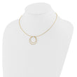 14K w/Wht Rhod Polished/DC Circle Pendant w/1in ext. Necklace