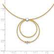 14K w/Wht Rhod Polished/DC Circle Pendant w/1in ext. Necklace
