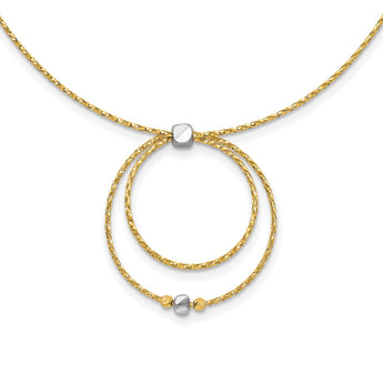 14K w/Wht Rhod Polished/DC Circle Pendant w/1in ext. Necklace - Birthstone Company