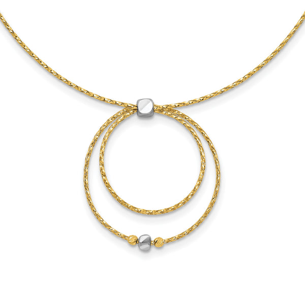 14K w/Wht Rhod Polished/DC Circle Pendant w/1in ext. Necklace - Birthstone Company