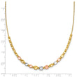 14K Tri-color Polished / DC Square Beads w/1in ext. Necklace