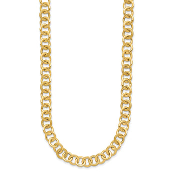 14K Polished and Satin Fancy Circle Link Necklace