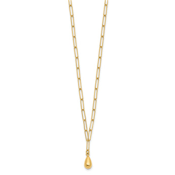 14K Polished Teardrop Paperclip Link Necklace