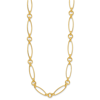 14K Polished/Textured Fancy Link Necklace
