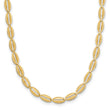 14K Polished and Textured Fancy Oval Link Necklace