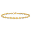 14K Polished and Textured Fancy Oval Link Bracelet