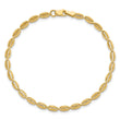 14K Polished and Textured Fancy Oval Link Bracelet